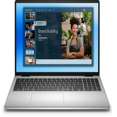 Dell 16 ლეპტოპი სენსორული ეკრანით — წინა ხედი