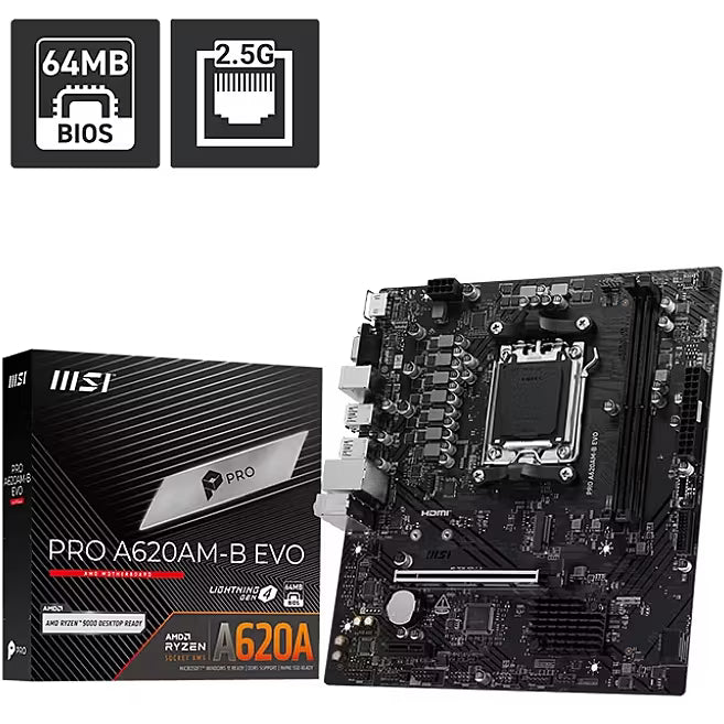 MSI PRO A620AM-B EVO Motherboard AM5 — A620 ბიუჯეტური AM5 დედაპლატა