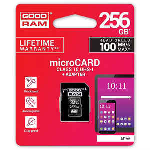 GOODRAM MicroSD 256GB Class 10 UHS-I + Adapter M1AA-2560R12