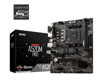 MSI A520M-A PRO Motherboard AM4 — A520 ბიუჯეტური დედაპლატა