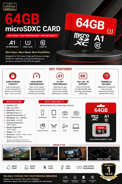 Imou MicroSD 64GB ST2-64-S1 IP კამერებისთვის